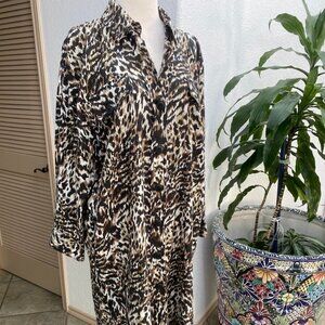 ZARA Leopard Print Shirt Dress Small‎